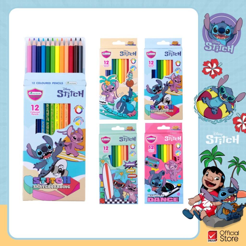 Master Art สีไม้ แท่งยาว 12 สี ลาย Stitch ลิขสิทธิ์แท้ เฉดสี ซุปเปอร์ไบรท์