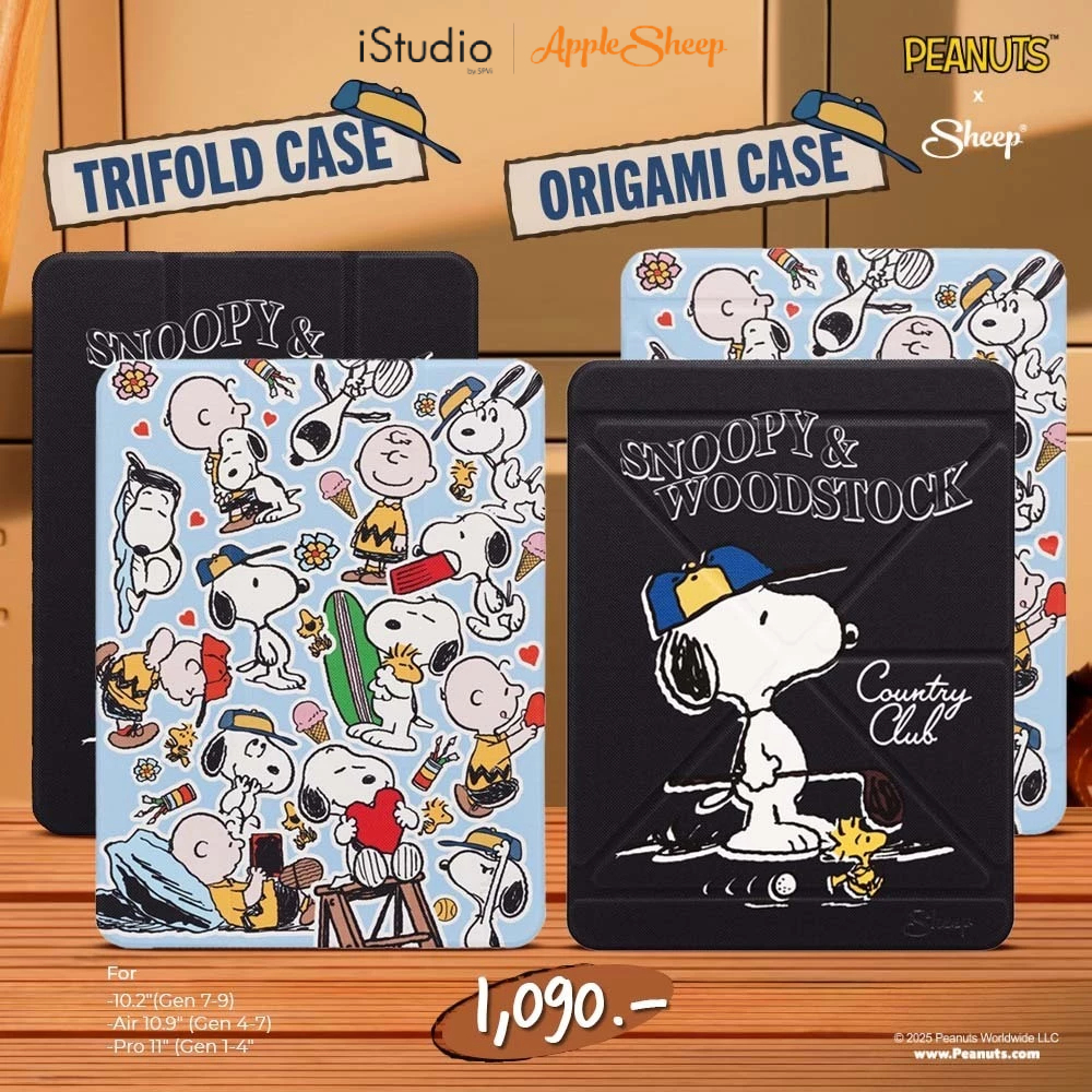 AppleSheep Origami/Trifold - Peanuts Collection - เคสสำหรับ iPad Air 4-7 [M2|M3|M4]