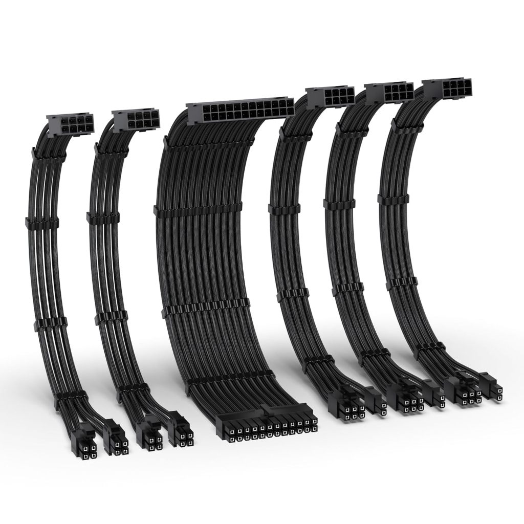 EZDIY-FAB 16AWG PSU Extension 6 Cables - Black (EZDPI228-2) (ทั้งเซ็ท)