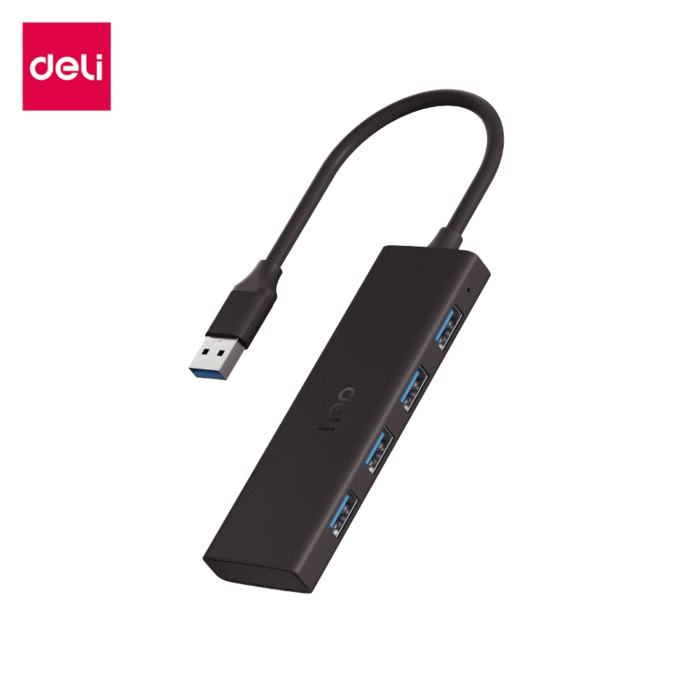 Deli อะแดปเตอร์ฮับ ความเร็วสูงสุด 5Gbps 4 พอร์ต เสียบแล้วใช้ได้เลย สัญญาณเสถียร Docking USB