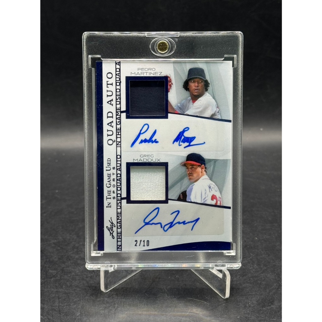 2025 Leaf In The Game Used QUAD AUTO RELIC /10 Martinez Maddux Johnson Schilling IG4-4