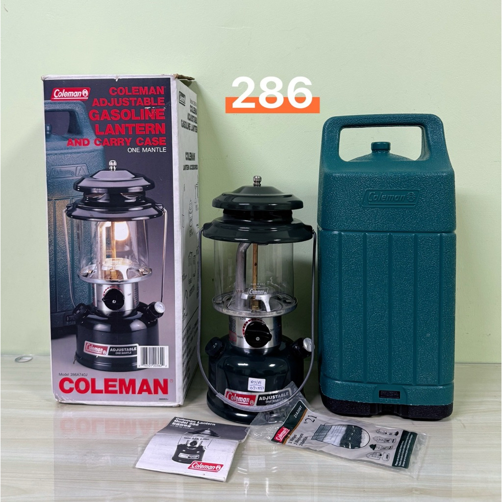 ตะเกียง Coleman 286 ไส้เดี่ยว ครบชุด คอ USA  ของใหม่ โป๊ะ แท้  USA สภาพสวยใหม่ พร้อมใช้งาน 07/1993