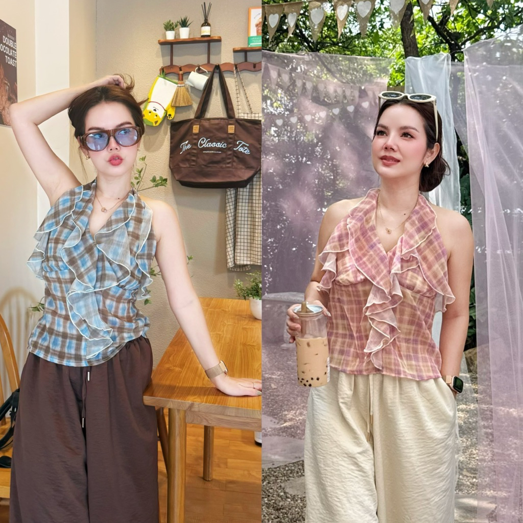 Jelly Fish top เสื้อผูกคอแต่งระบายพริ้วๆ หวานซ่อนเปรี้ยว ดีไซน์สุดคลาสสิก