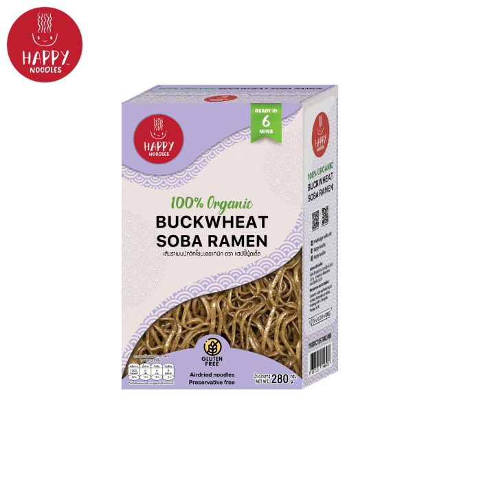เส้น100%บัควีทโซบะอบแห้ง 280 กรัม (100% Buckwheat soba ramen) กลูเตนฟรี ไม่ผ่านการทอด
