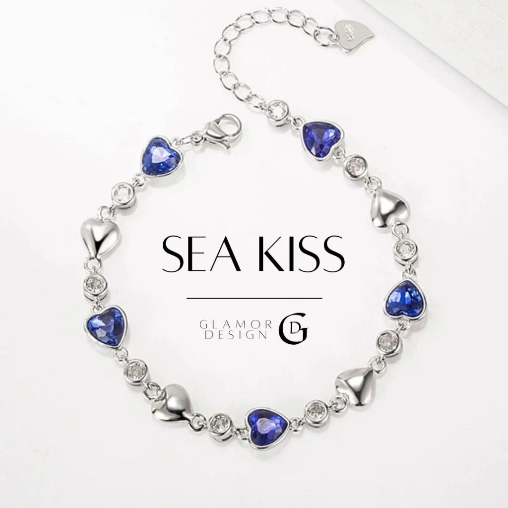 GLAMOR✨สร้อยข้อมือเงินแท้ Sea Kiss สร้อยข้อมือแฟชั่น กำไลข้อมือรูปหัวใจโอเชียนสุดโรแมนติก กำไลเพชร