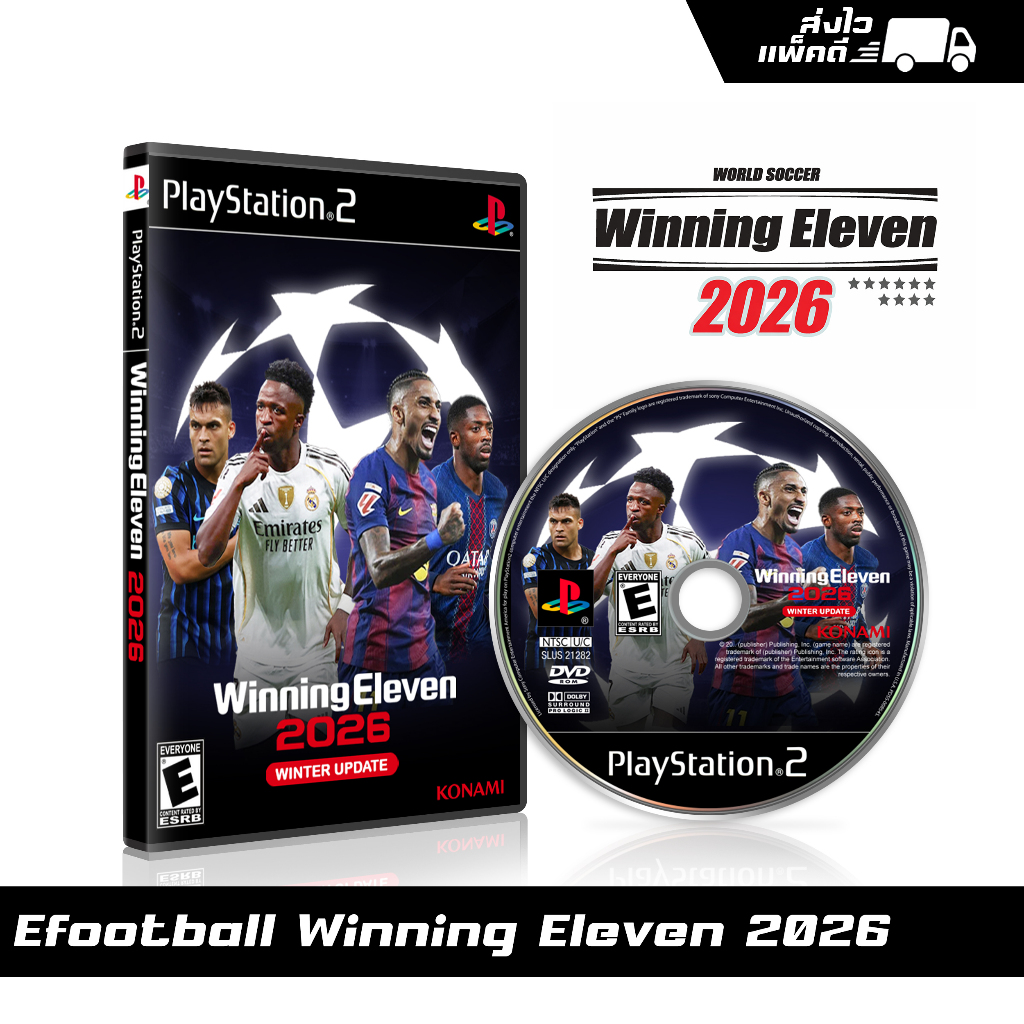 แผ่นเกม PS2 Efootball Winning Eleven 2026 (english) สกรีนแผ่น พร้อมปกใส่กล่อง