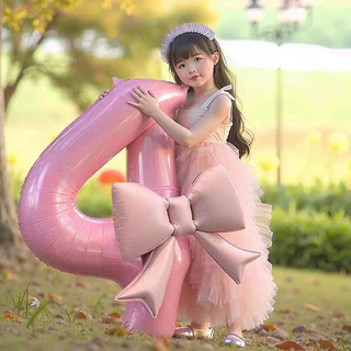 [ส่งด่วน] ลูกโป่งตัวเลขติดโบว์ มีหลายสี ลูกโป่งวันเกิด (291)