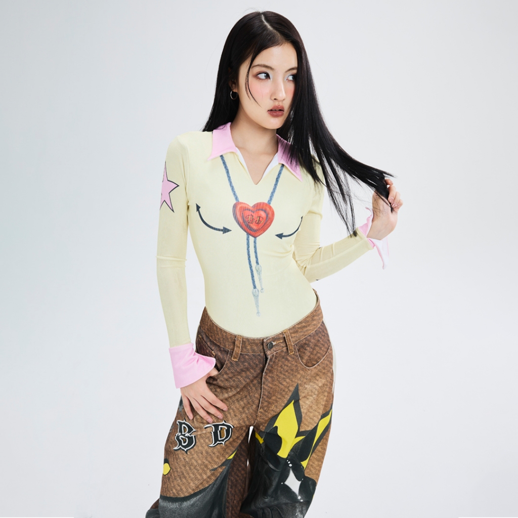 BLACKDOG BKK - Ranch bodysuit   บอดี้สูทผ้ายืดพิมพ์ลาย - Lunar2605