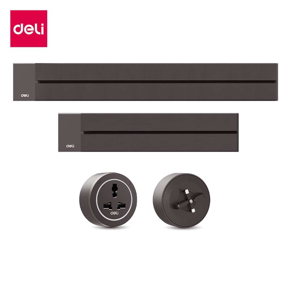 Deli อแดปเตอร์เลื่อนได้ 2500w สำหรับซ็อกเกตราง มีไฟสถานะแจ้ง หมุนได้ 360°ทนความร้อนได้ดี Adapter