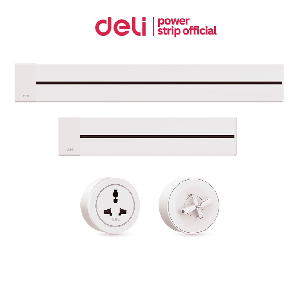 Deli อะแดปเตอร์ 2500W สำหรับซ็อกเกตราง 10A หมุนได้ 360 องศา สามารถเลื่อนได้ power track adapter