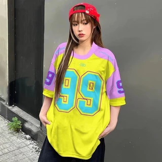 เสื้อยืดเบสบอลคนอ้วนไซส์ใหญ่สำหรับผู้หญิง oversize สกรีนลายเท่ สไตล์​เกาหลี เสื้อกีฬา ลําลองทรงหลวม preppy style 3XL