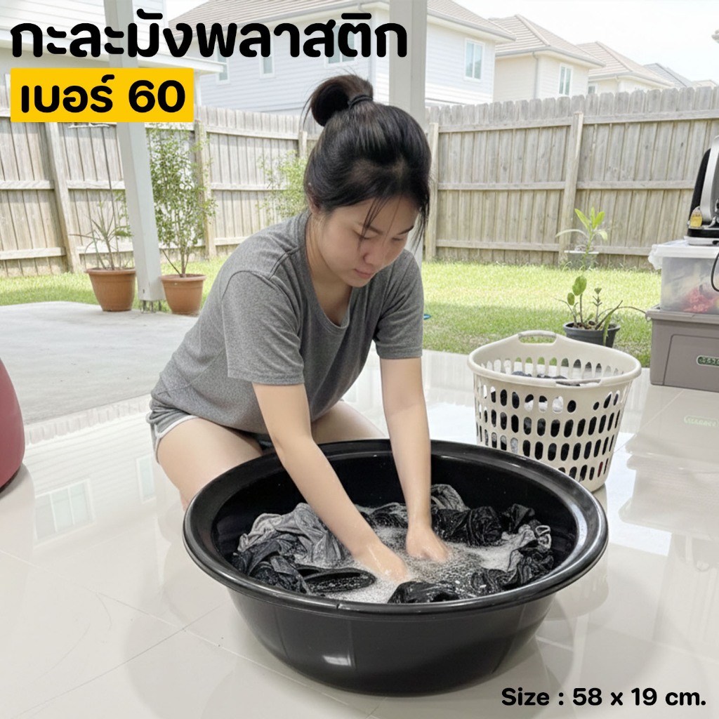 กะละมังพลาสติก เบอร์60 ขนาดกว้าง 58 ซม. กะละมังซักผ้า กะละมังอาบน้ำสัตว์เลี้ยง