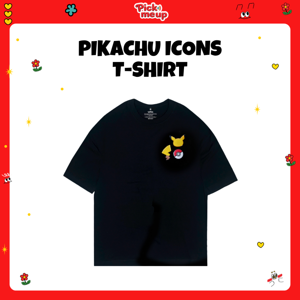 PickMeUp เสื้อยืดพิมพ์ลาย PIKACHU ICONS
