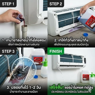AP5 น้ำยาละลายเมือก ในถาดน้ำทิ้ง ขจัดเมือกในคอยล์แอร์ ลดสาเหตุท่อแอร์อุดตัน และน้ำหยด