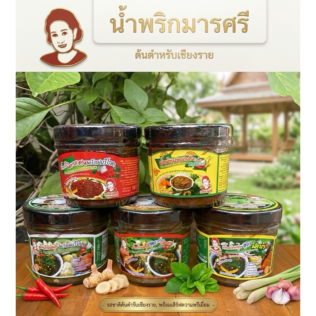 น้ำพริกมารศรี  สูตรชาววัง สุดยอดของฝากจาก จ.เชียงราย ขนาด 100 กรัม