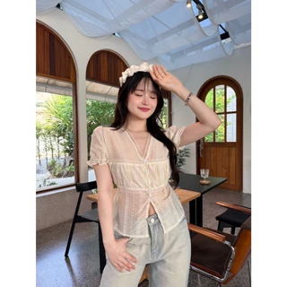เสื้อแต่งลูกไม้ ผ้าโรซี่พิมพ์ลาย #FF81