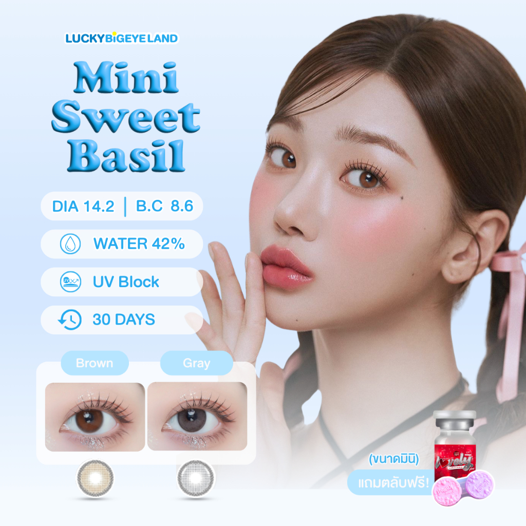 คอนแทคเลนส์ Mini Sweet Basil Gray / Brown (Lovely) ขนาดมินิ 💙