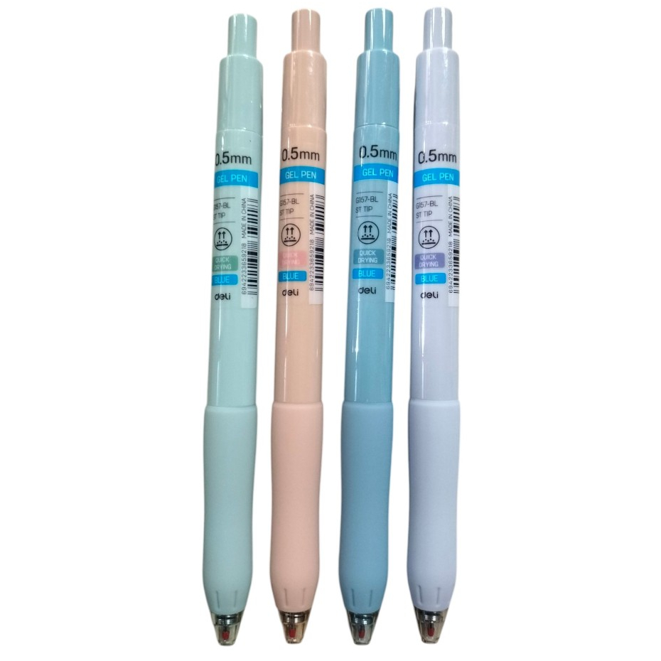 ปากกาเจล Deli G157-BL หมึกน้ำเงิน ต่อด้าม สุ่มสี