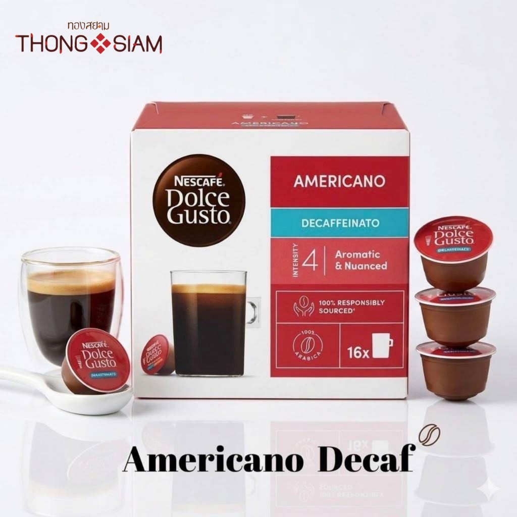 Americano Decaf  อเมริกาโน่ ดีแคฟ  DOLCE GUSTO 16 แคปซูล/ 1 กล่อง นำเข้าจาก EU BBE: 31/12/2026