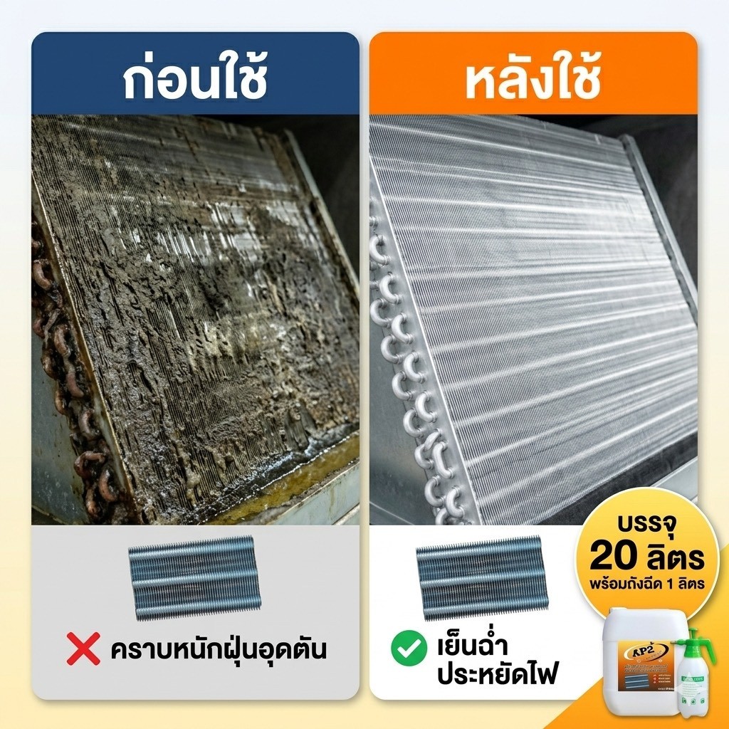AP2 น้ำยาล้างแอร์ ล้างคอยล์แอร์ ชนิดขจัดคราบหนักสะสม คราบฝังแน่น คราบเมือก ชนิดล้างน้ำออก ราคา ถูกที่สุด ดีลบีเคเค แกลเลอรีภาพที่ 3
