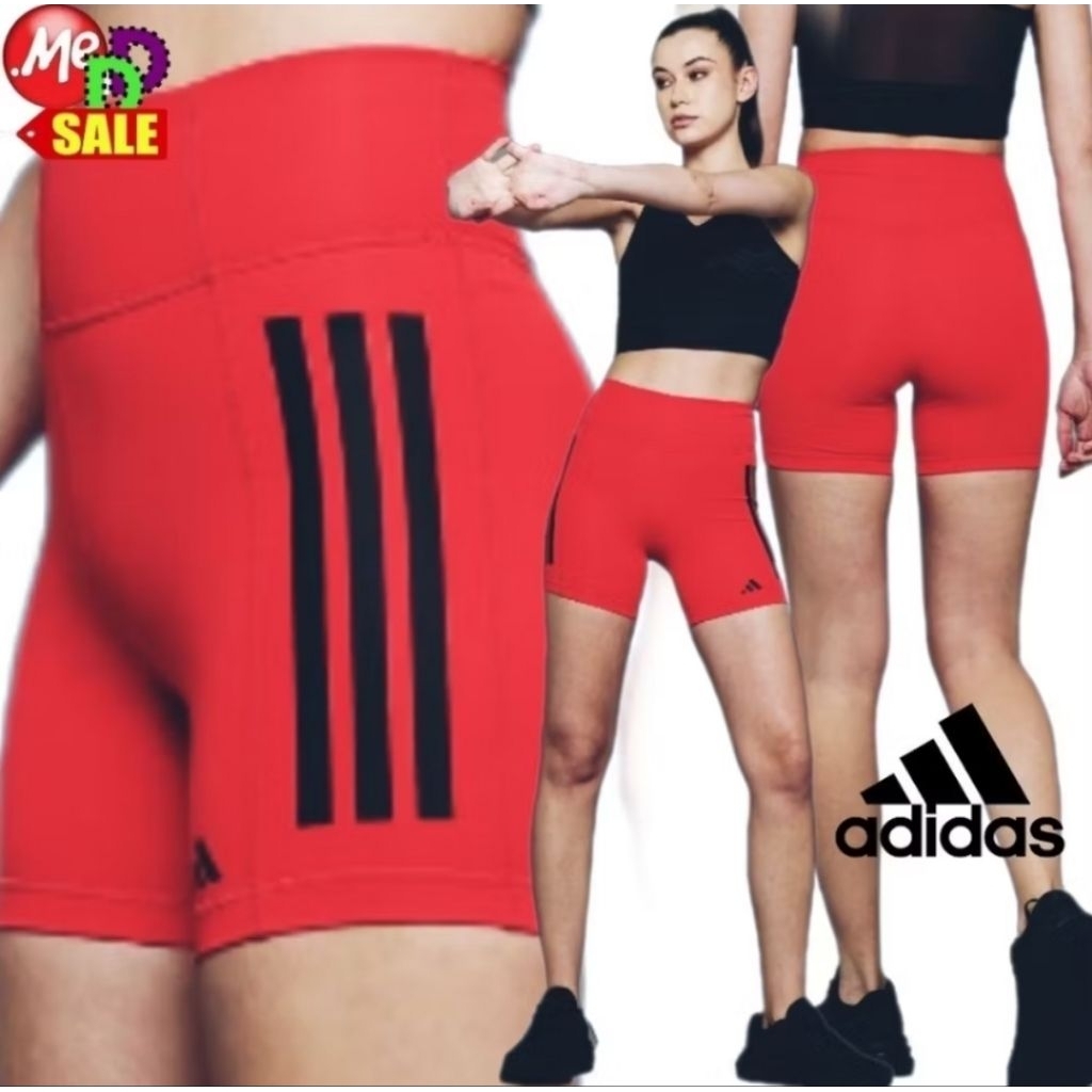 Adidas - ใหม่ กางเกงรัดรูปใส่เทรนนิ่ง เอวสูง Optime 3-Stripe Short Leggings JN4583 IK5480 JG6144 IK5