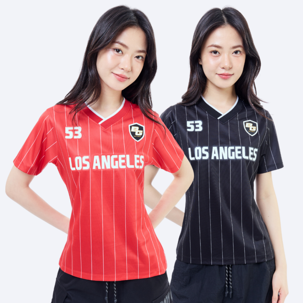 BODY GLOVE Women's SC Soccer V-Neck Tees 3 เสื้อยืด ผู้หญิง สีดำ-แดง