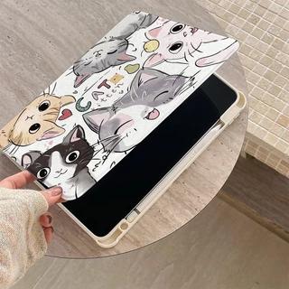 ⭐พร้อมส่ง⭐เคส Samsung Tab S11 S9+ S9FE หมุนได้ 360° ครอบครัวแมว S10+ S10FE S8 มีที่ใส่ปากกา S6 Lite