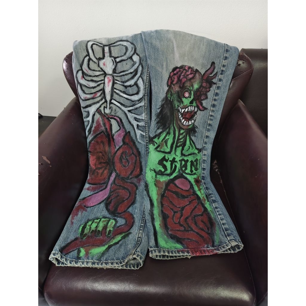 ด่วน! กางเกงยีนส์ custom zombie apocalypse,punk style
