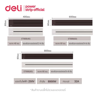Deli รางไฟอัจฉริยะ 8000W รางปลั๊กไฟเลื่อนได้ ปลั๊กไฟไร้สาย ใช้งานสะดวก ปลอดภัย Power Track