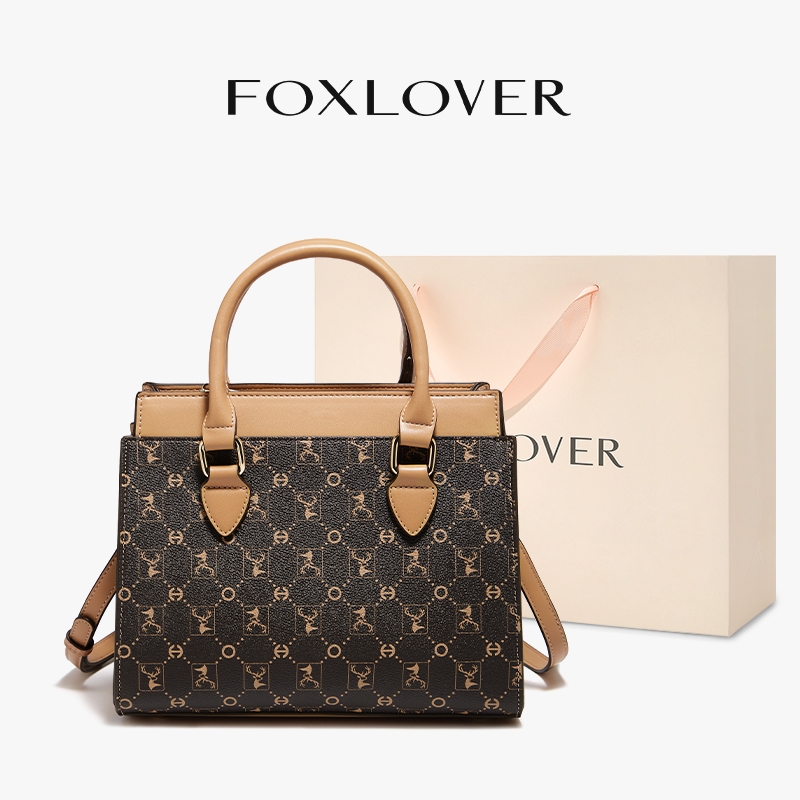 FOXLOVER กระเป๋าสะพายไหล่ดีไซน์ทันสมัยเรียบง่าย กระเป๋าถือหนังแท้ ของขวัญที่สมบูรณ์แบบสำหรับผู้หญิง