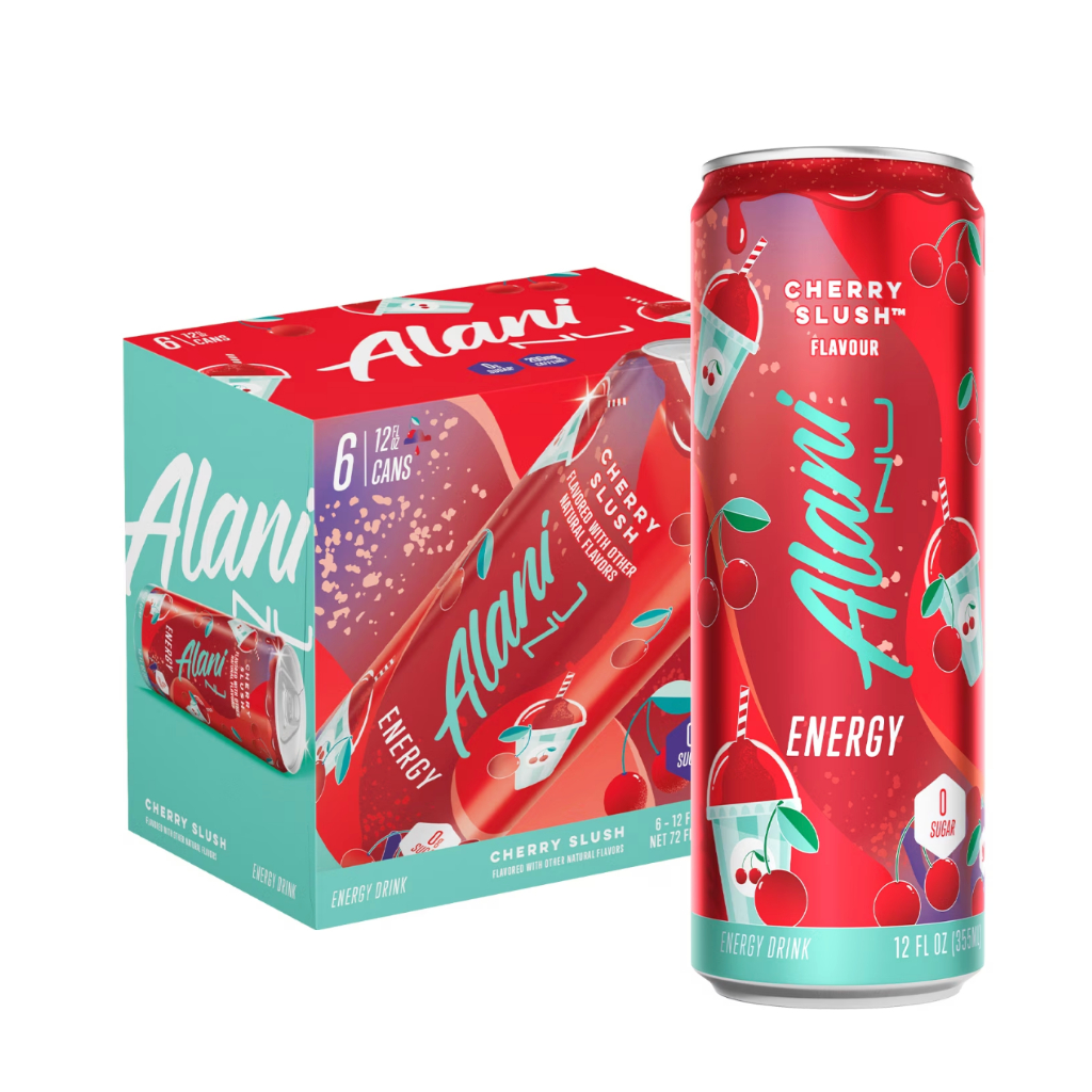Alani Nu Sugar Free Energy Drink, Cherry Slush, 12 fl oz, 6 Pack, Cans, 200mg Caffeine