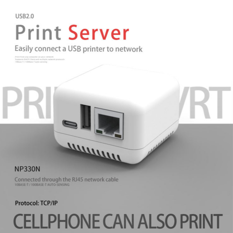 Print Server Mini NP330 Network USB 2.0 Print Server High Quality ใช้สายแลน ( ปริ้นเซิร์ฟเวอร์ )
