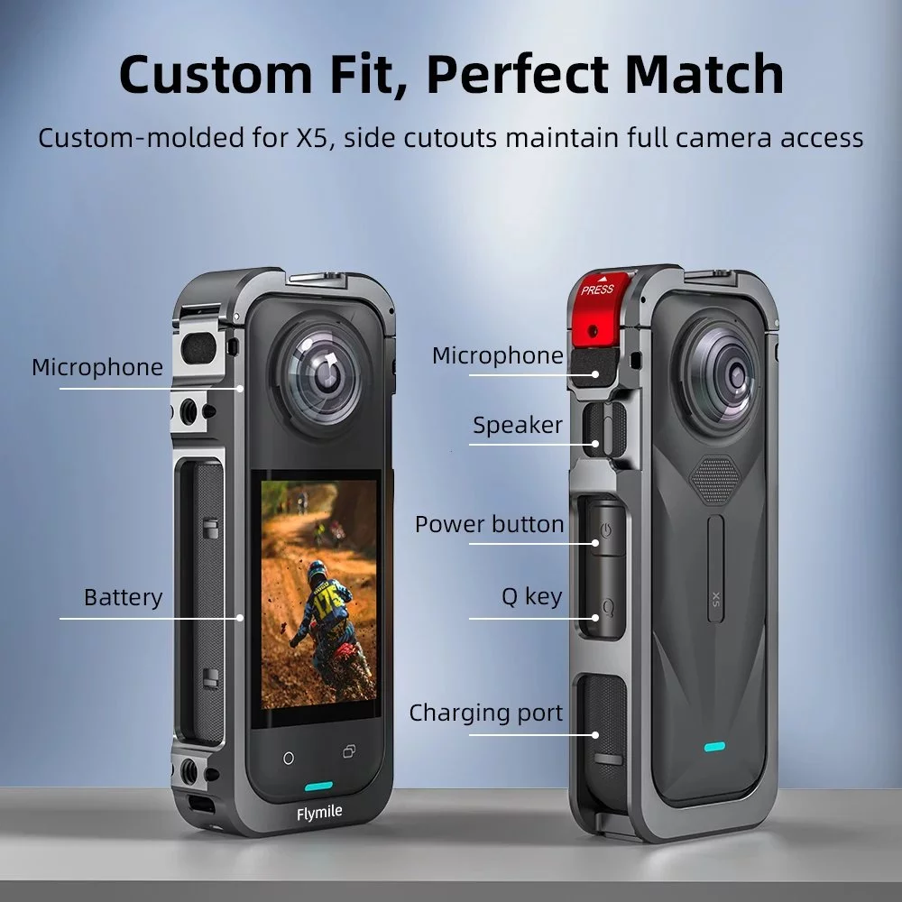 หมาะสําหรับ Insta360 X5 กระต่ายกรอบกรงโลหะป้องกันสกีกล้องป้องกันกรณีอลูมิเนียมกรอบกรงที่มีฝาครอบเลนส์ซิ thumbnail 3