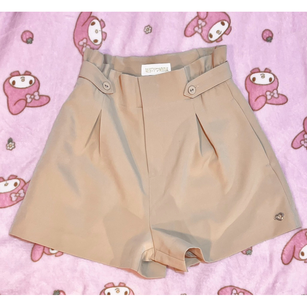 🩷 Misty Mynx Beige Ruffle Shorts High Rise Like New XS Kawaii Jfashion Preloved 2hand กางเกงขาสั้นเอ