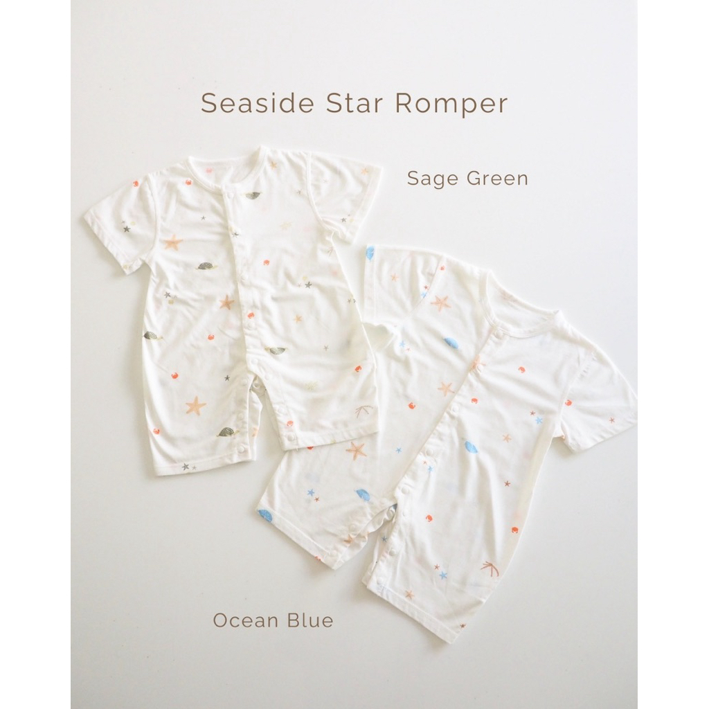 พร้อมส่ง🧸 รอมเปอร์เด็ก ผ้านิ่ม ลายทะเล Seaside Star Romper ผ้าคอตตอน ใส่สบาย ระบายอากาศได้ดี ใส่ได้ทุกวัน🤍