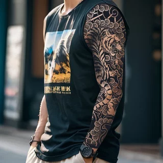 Magic Tattoo ของแถมฟรี⚡COD⚡ สติกเกอร์รอยสักสมุนไพรชั่วคราวสำหรับแขน รอยสักสวยงามติดทนนาน 15 วัน กันน้ำ