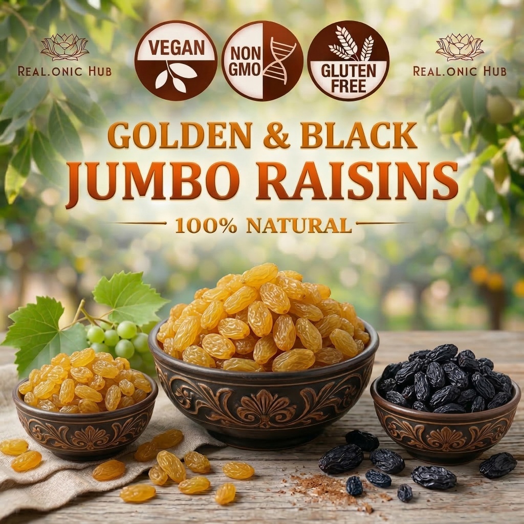 😍 ลูกเกดจัมโบ้ ทอง - ดำ ธรรมชาติ 100% (Jumbo Golden - Black Raisin) 💝 ผลไม้อบแห้ง Vegan วีแกน
