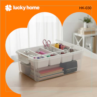 LUCKY HOME กล่องเครื่องมือมีฝาปิดพร้อมถาดแบ่งช่อง HK-030ขนาด ( กว้าง x ยาว x สูง ) : 36.8 x 50 x 19.8 cm (30L)