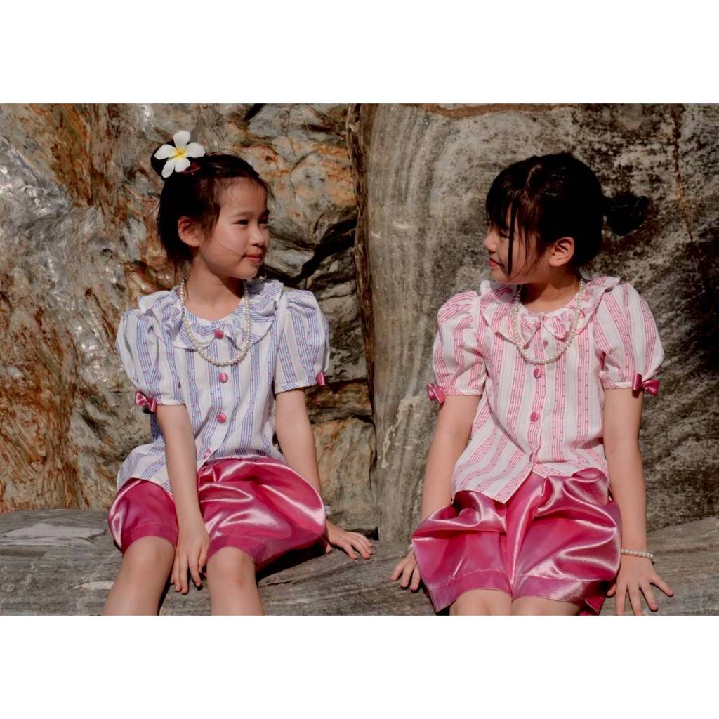 ชุดไทยเด็กหญิงลายทหารเรือ