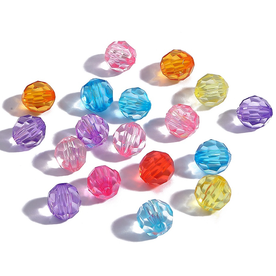 ลูกปัดอะคริลิกเหลี่ยมเพชร สีสันสดใส ขนาด 6mm สำหรับทำสร้อยข้อมือ-ต่างหู เครื่องประดับ DIY