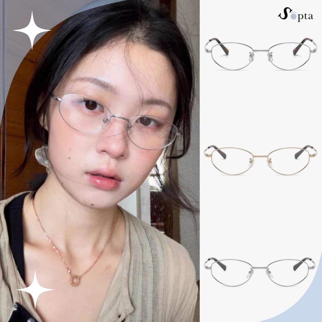 [ SALE ] SOPTA OPTICAL |  SP02 แว่นตาไทเทเนียม น้ำหนักเบา กรอบบาง ทรงรี | Titanium Oval Glasses