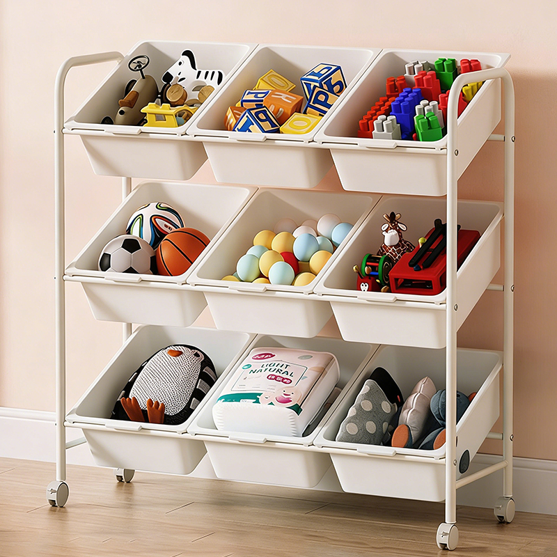 ชั้นวางของ ชั้นวางของพลาสติก อเนกประสงค์ ทรงเหลี่ยม 4ชั้น พร้อมล้อเลื่อน ชั้นวางของเล่น ชั้นวางของว่าง และของใช้ในบ้าน