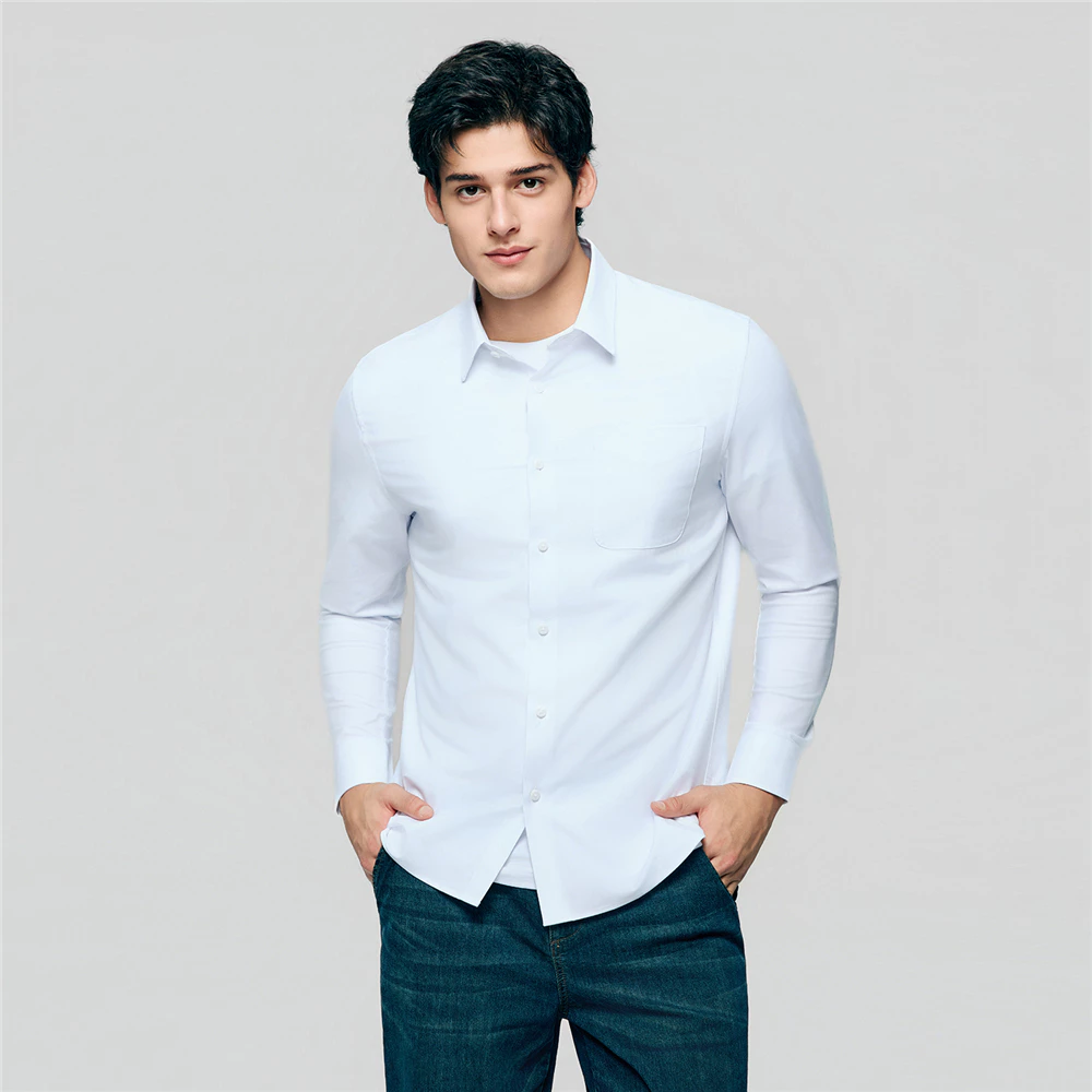 GIORDANO เสื้อเชิ้ตผู้ชาย Men's Slim Pocket Easy Care Shirt 01046005