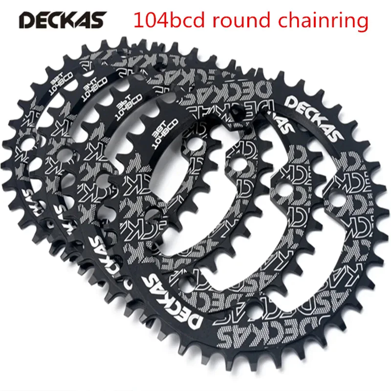 DECKAS 104BCD ใบจานหน้าจักรยานเดี่ยว อลูมิเนียม 7075 สีดำ (ราคา/ชิ้น)