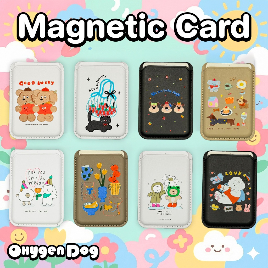 Oxygendog Wallet Magnetic สกีนลาย ZZ ซองใส่บัตรแบบหนัง ตั้งพับเก็บได้ สำหรับเคสมือถือที่เป็นแม่เหล็ก
