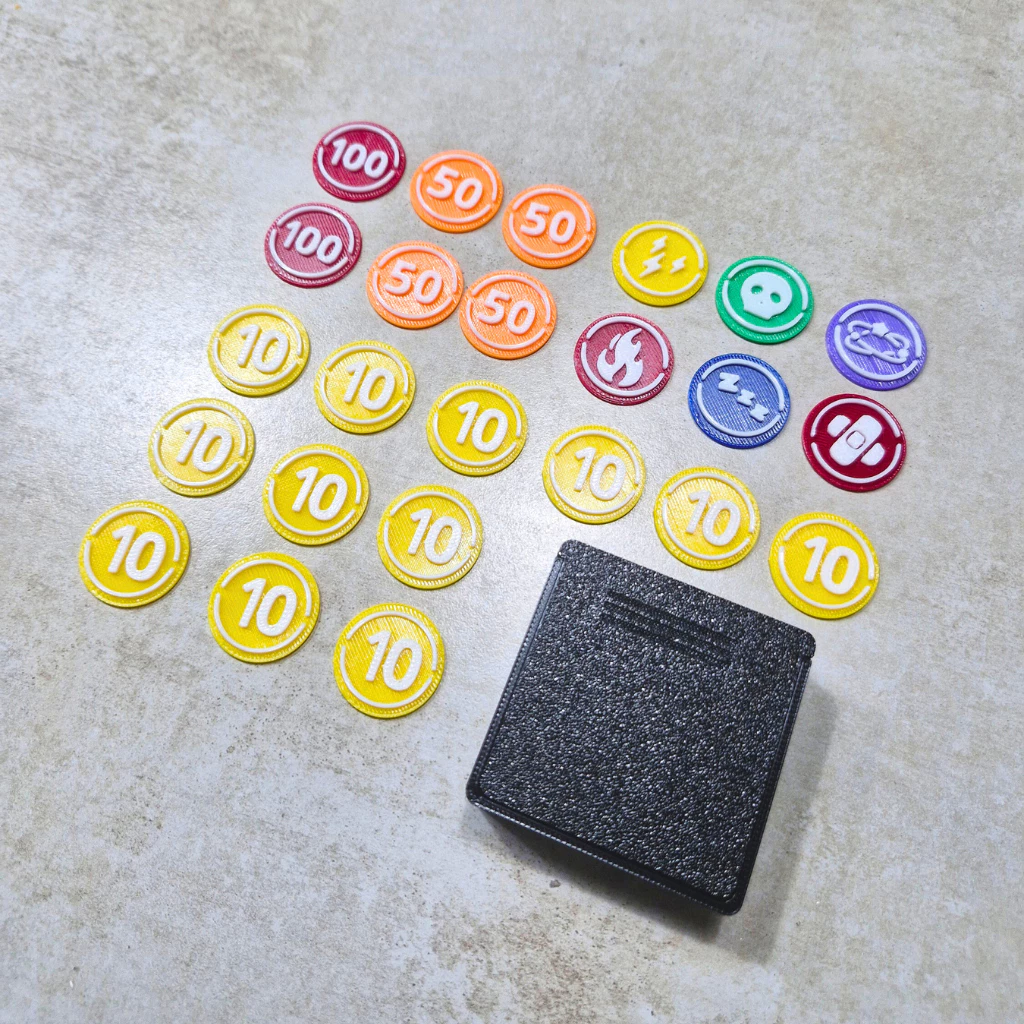Pokemon TCG Tokens, Damage Counters & Storage Case – ชุดโทเคนและกล่องเก็บสำหรับการเล่นเกมการ์ดโปเกมอน [3D Print]