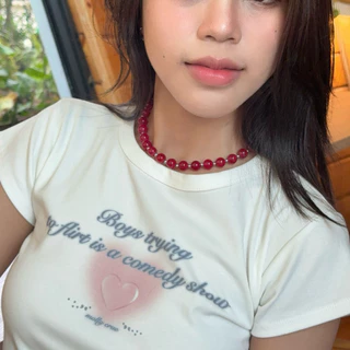 สร้อยคอลูกปัดแก้ว ลูกปัดสแตนเลส ใส่อาบน้ำได้💦💖