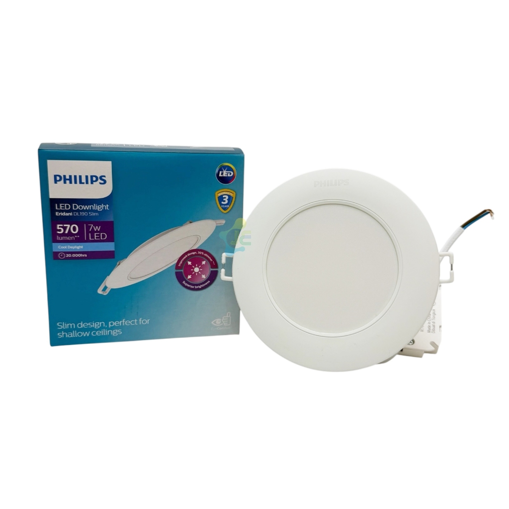 PHILIPS Downlight 7W-14W  กลม 6500K DL190 Slim