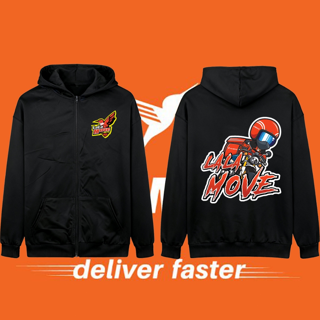 Lalamove Food pattern stand up collar cardigan เสื้อคลุมด้วยผ้า คาร์ดิแกน zip Hoodie M-3XL Cycling sunscreen clothing