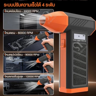 Sqinch พัดลมเทอร์โบเจ็ท 130000Rpm พัดลมพกพา เครื่องเป่าลมไร้สาย มอเตอร์ไร้แปรงถ่าน พัดลมท่อมือถือ ให้แสงสว่าง+ดูดฝุ่นได้